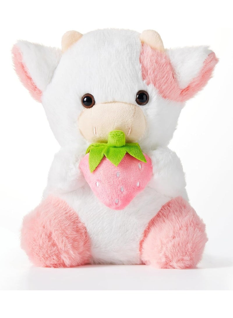 SYOSI Adorable Plush Cow Toy Strawberry Floppy Dairy Cattle Soft Stuffed Animal Cute Figure Plushies Birthday Gifts Suitable for Birthday Gifts and Fans to Collect Plush 20cm - Image 1