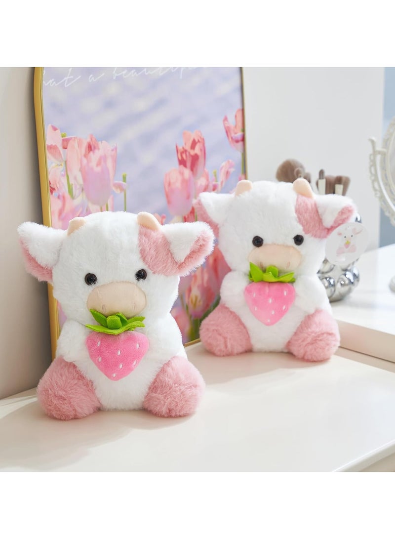 SYOSI Adorable Plush Cow Toy Strawberry Floppy Dairy Cattle Soft Stuffed Animal Cute Figure Plushies Birthday Gifts Suitable for Birthday Gifts and Fans to Collect Plush 20cm - Image 2