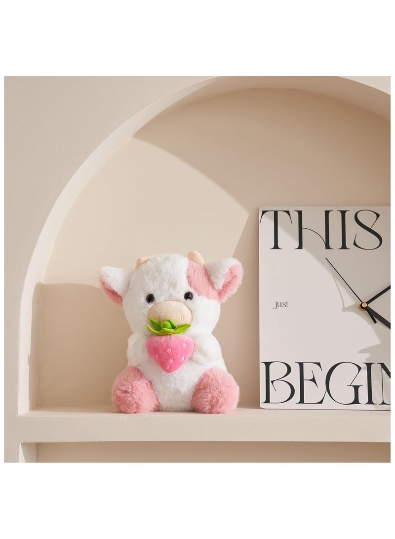 SYOSI Adorable Plush Cow Toy Strawberry Floppy Dairy Cattle Soft Stuffed Animal Cute Figure Plushies Birthday Gifts Suitable for Birthday Gifts and Fans to Collect Plush 20cm - Image 3