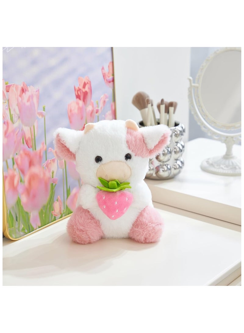 SYOSI Adorable Plush Cow Toy Strawberry Floppy Dairy Cattle Soft Stuffed Animal Cute Figure Plushies Birthday Gifts Suitable for Birthday Gifts and Fans to Collect Plush 20cm - Image 4