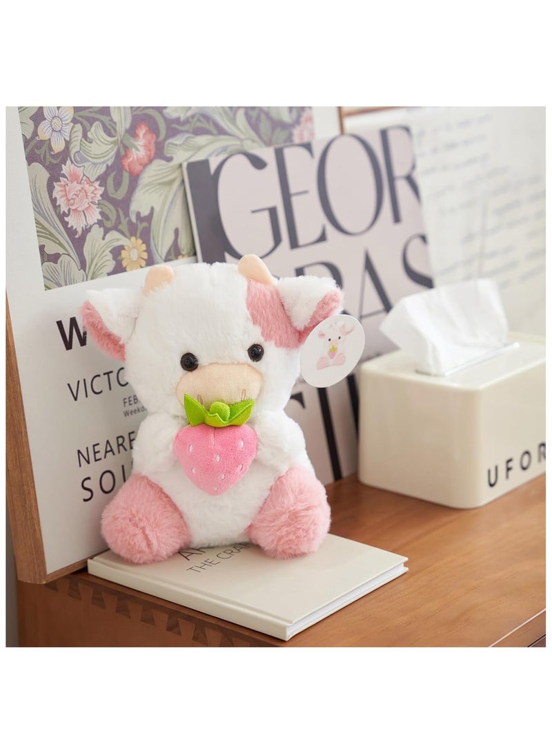 SYOSI Adorable Plush Cow Toy Strawberry Floppy Dairy Cattle Soft Stuffed Animal Cute Figure Plushies Birthday Gifts Suitable for Birthday Gifts and Fans to Collect Plush 20cm - Image 5