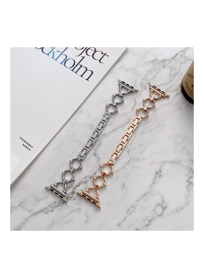 NIBEMINENT O-Shaped Chain Metal Replacement Strap Watchband For Apple Watch Series 7/6/5/4/3/2/1/SE 45/44/42mm Rose Gold - Image 2