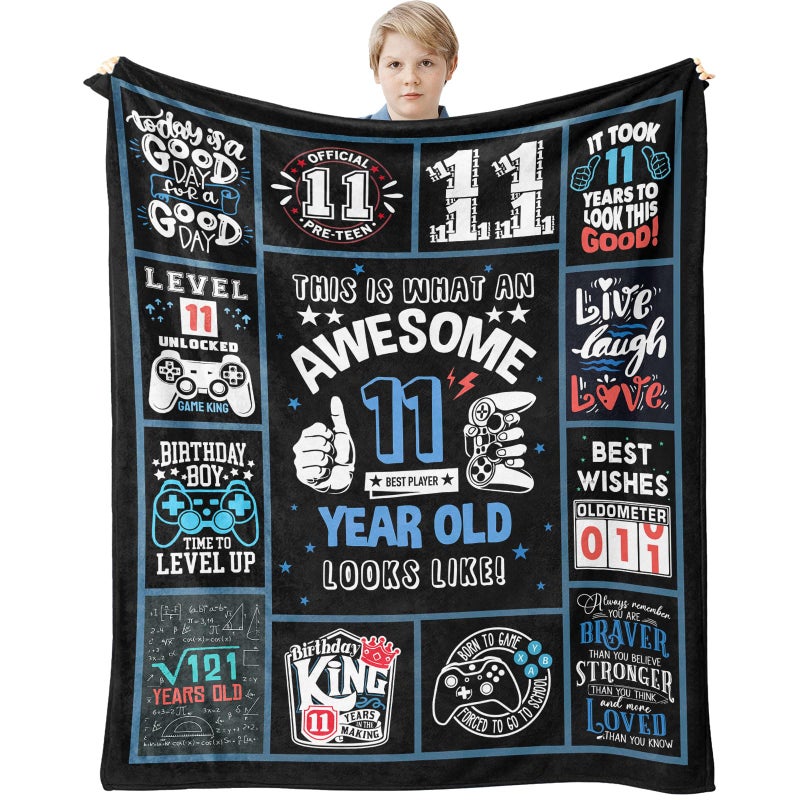 TOBUNKIEN 11 Year Old Boy Gifts Birthday Gifts for 11 Year Old Boy Cool Presents for 11 Yr Old Boys Boys Age 11 Gift Ideas 11th Birthday Decorations Blanket 60 X 50 Inch