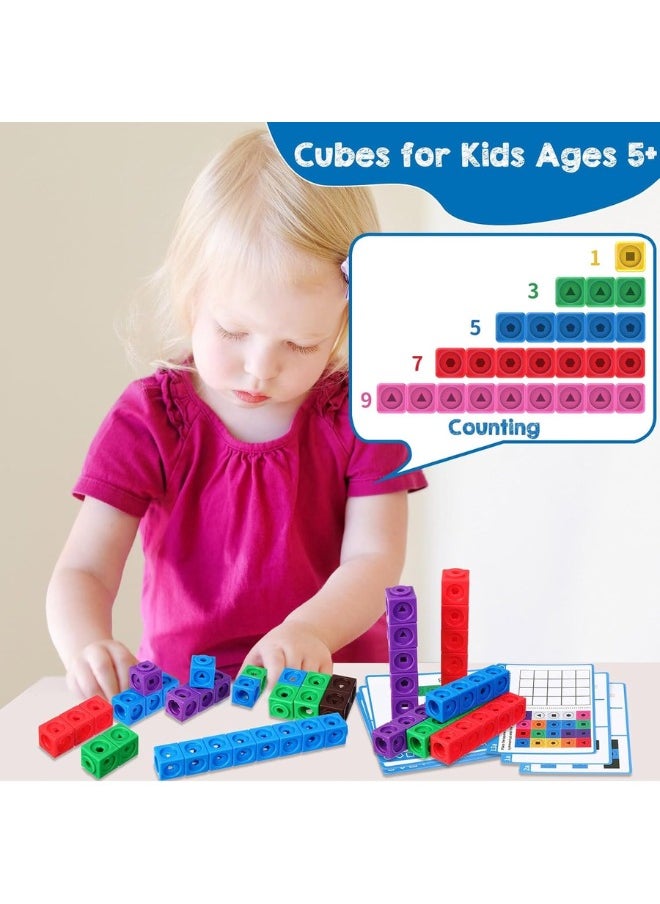 TEGRILO - Math Link Cubes Connecting blocks, Manipulatives for Math Links Preschool, Kindergarten, Home, School, Counting, and Sorting Educational Toy(100pcs Cubes) - Image 1