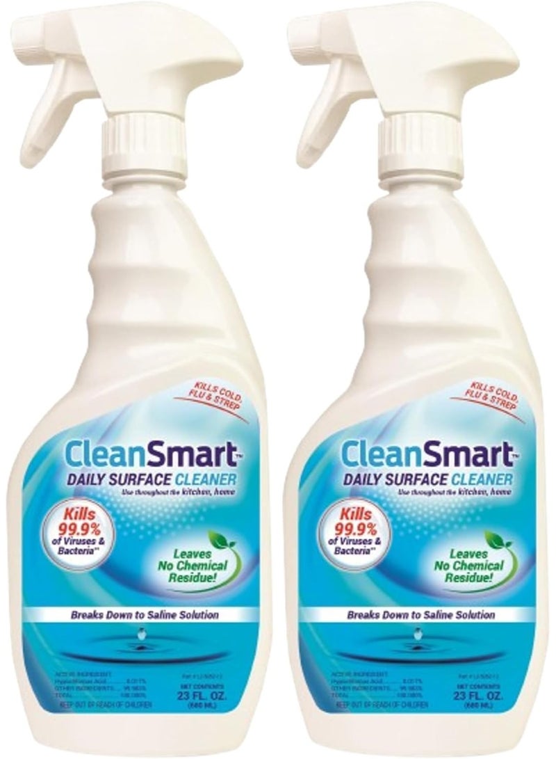 CleanSmart Daily Surface Cleaner and Pet-Safe Disinfectant, Kills 99.9% of Viruses, Bacteria, 23 ounce Bottle (Pack of 2) - Image 1