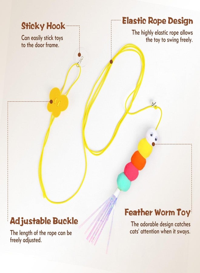 Kerros Interactive Hanging Cat Toy 6 Pcs, Plush Feather Cat Door Toys for Indoor Cats Kittens Self Play Toys for Swatting, Biting, Hunting, Exercise - Image 5