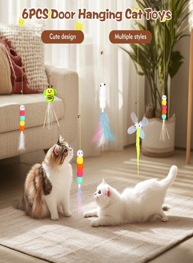 Kerros Interactive Hanging Cat Toy 6 Pcs, Plush Feather Cat Door Toys for Indoor Cats Kittens Self Play Toys for Swatting, Biting, Hunting, Exercise - Image 3