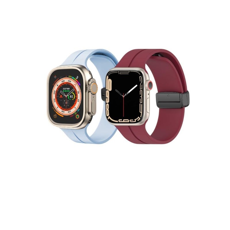 BURAQ 2-Pack Sports Strap Compatible with Apple Watch 49/46/45/44/42mm – Series Ultra 2/Ultra/9/8/7/6/5/4/3/2/1/SE – Model #1042 - Image 1