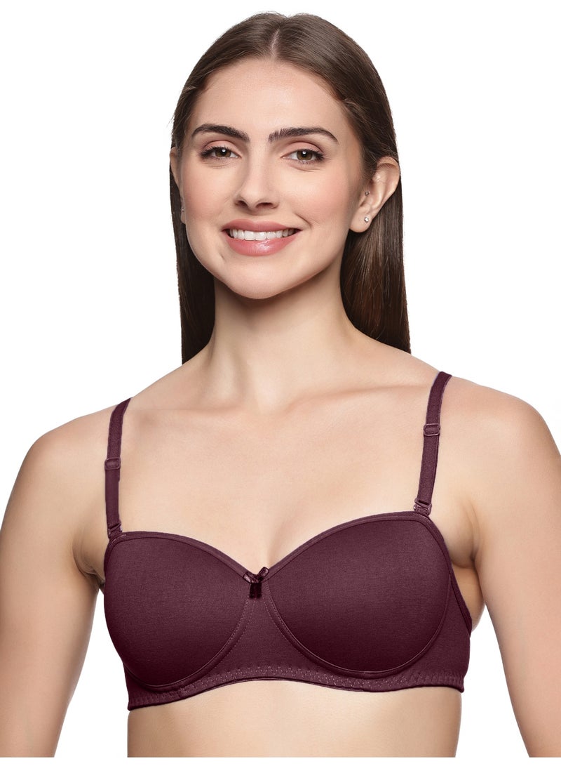 تينز لايفستايل حمالة صدر بدون حمالات مصنوعة من القطن المشط المبطن بدون أسلاك مع حزام دعم فائق الإمساك مع حزام قابل للفصل - Image 1