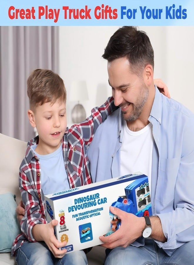 Dinosaur Transport Car Race Track Toy Set for Kids,12 Race Cars - Monster Carrier Truck Toys for Age 3 4 5 6 7 8 9 10 11 12 Years Old Boy Christmas Birthday Gifts - Image 4
