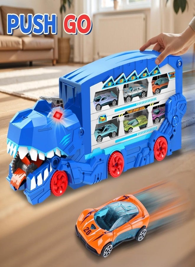 Dinosaur Transport Car Race Track Toy Set for Kids,12 Race Cars - Monster Carrier Truck Toys for Age 3 4 5 6 7 8 9 10 11 12 Years Old Boy Christmas Birthday Gifts - Image 3