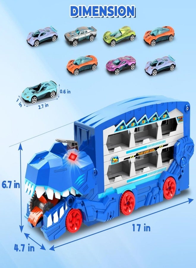 Dinosaur Transport Car Race Track Toy Set for Kids,12 Race Cars - Monster Carrier Truck Toys for Age 3 4 5 6 7 8 9 10 11 12 Years Old Boy Christmas Birthday Gifts - Image 2