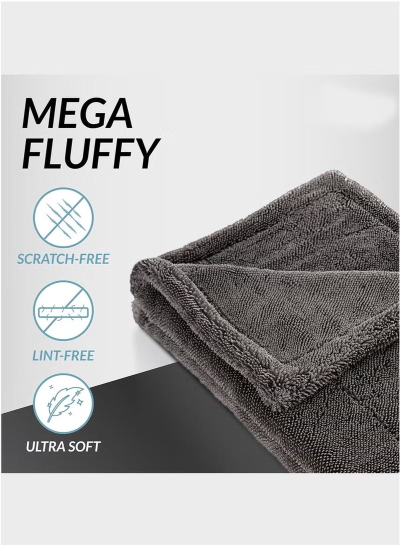 Splendors 2pc Large Super Soft Thickened Car Towel Extra Large Super Absorbent Car Drying Cloth Premium Scratch-free Large Drying Towel For Cars Motorcycles Cleaning Cloth Car Washing Tools 40*60cm - Image 2