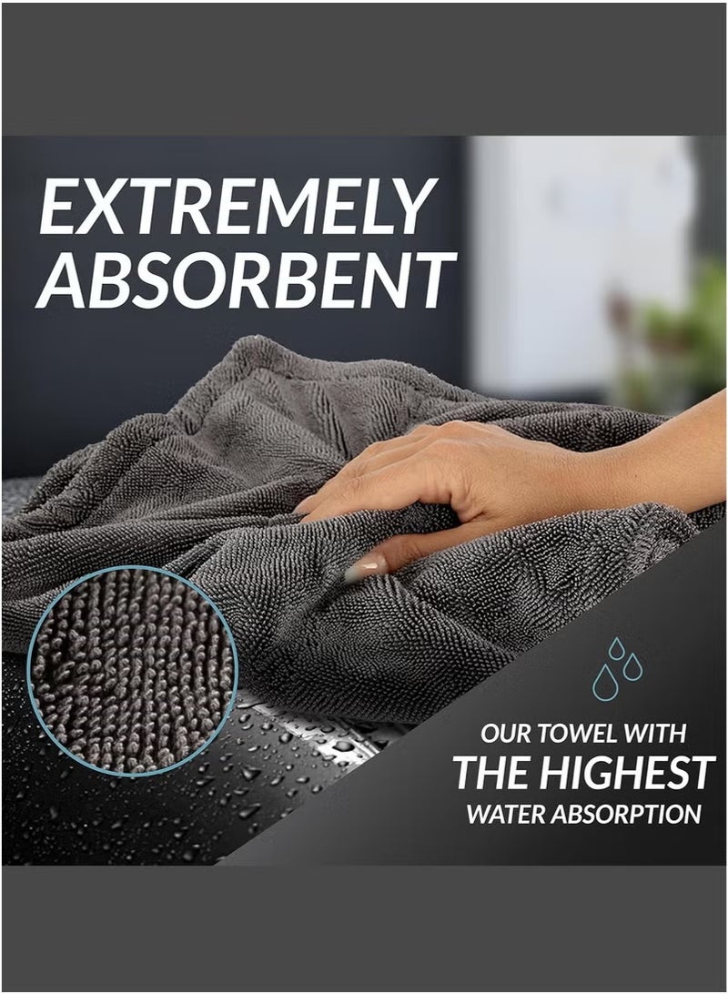 Splendors 2pc Large Super Soft Thickened Car Towel Extra Large Super Absorbent Car Drying Cloth Premium Scratch-free Large Drying Towel For Cars Motorcycles Cleaning Cloth Car Washing Tools 40*60cm - Image 3
