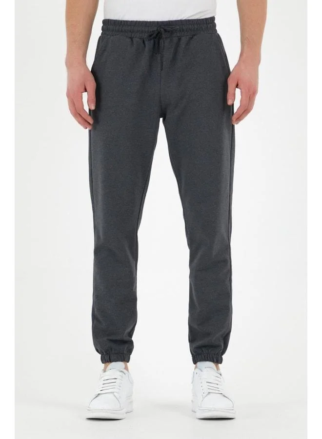 Mmetalic Anthracite Men’s Sweatpants with Label, Back and Side Pockets, Regular Fit, Elastic Cuffs.