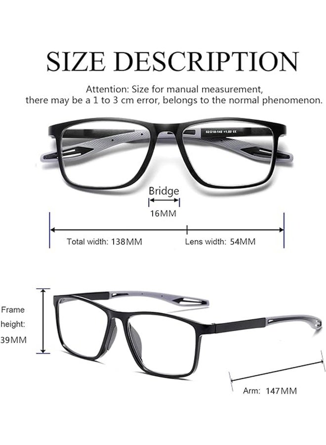 نظارات القراءة الرياضية، نظارات القراءة عالية الوضوح مضادة للزرقة الضوء التقدمي متعدد البؤر لكل من المسافة وقرب الاستخدام للنساء والرجال -150 درجة - Image 2