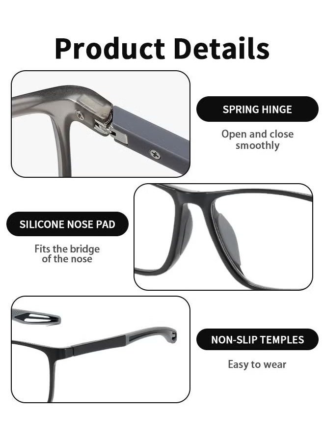نظارات القراءة الرياضية، نظارات القراءة عالية الوضوح مضادة للزرقة الضوء التقدمي متعدد البؤر لكل من المسافة وقرب الاستخدام للنساء والرجال -150 درجة - Image 4