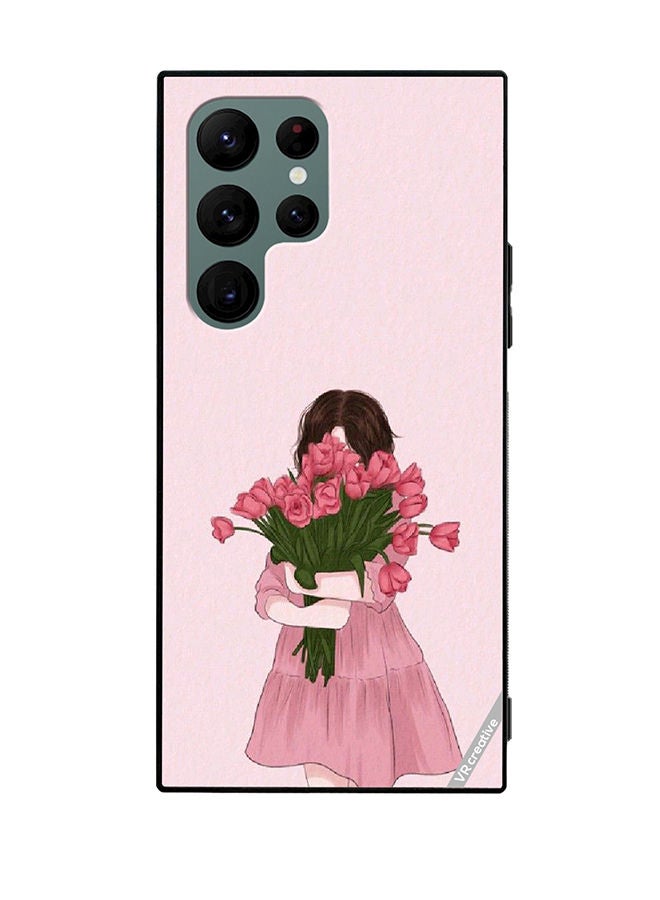 VR CREATIVE Protective Case Cover For Samsung Galaxy S22 Ultra 5G Girl Hugging Bouquet Design Multicolour - Image 1