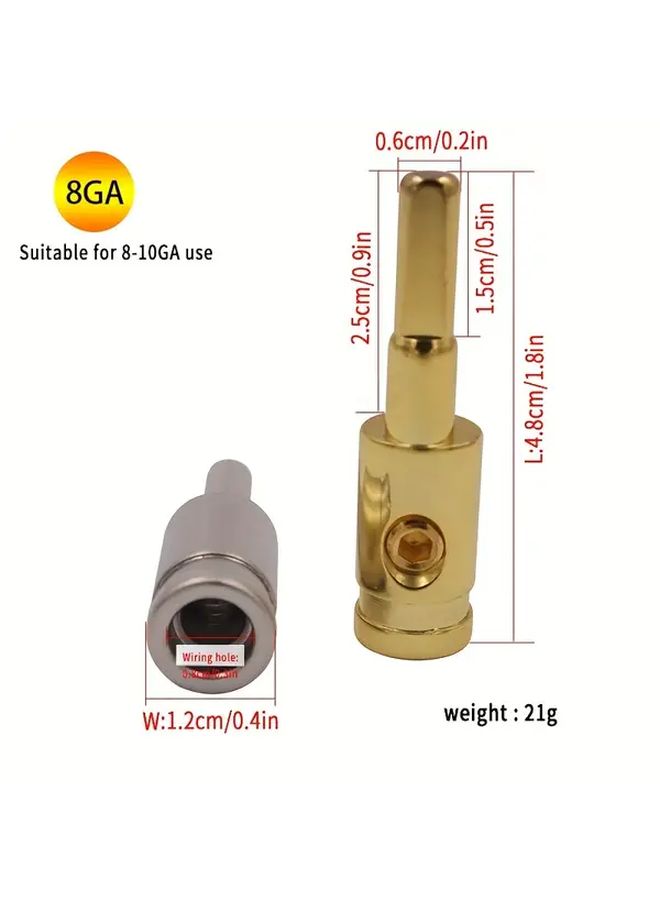 Nickel Plated Brass 4GA Power Amplifier Plug In Terminal Automotive Wire Connector - Image 3