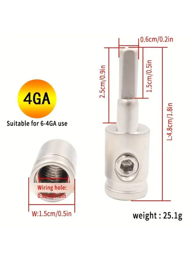 Nickel Plated Brass 4GA Power Amplifier Plug In Terminal Automotive Wire Connector - Image 2
