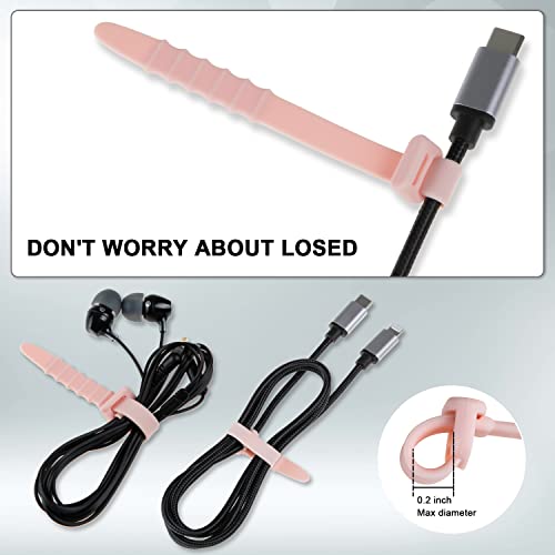 Neepanda 12 Pack Reusable Cable Zip Ties, 4.5 Inch Elastic Silicone Cord Organizer Straps for Bundling and Organizing Phone Charging, Cable Wire, Headphones, Management Home Office Table (Pink) - Image 4