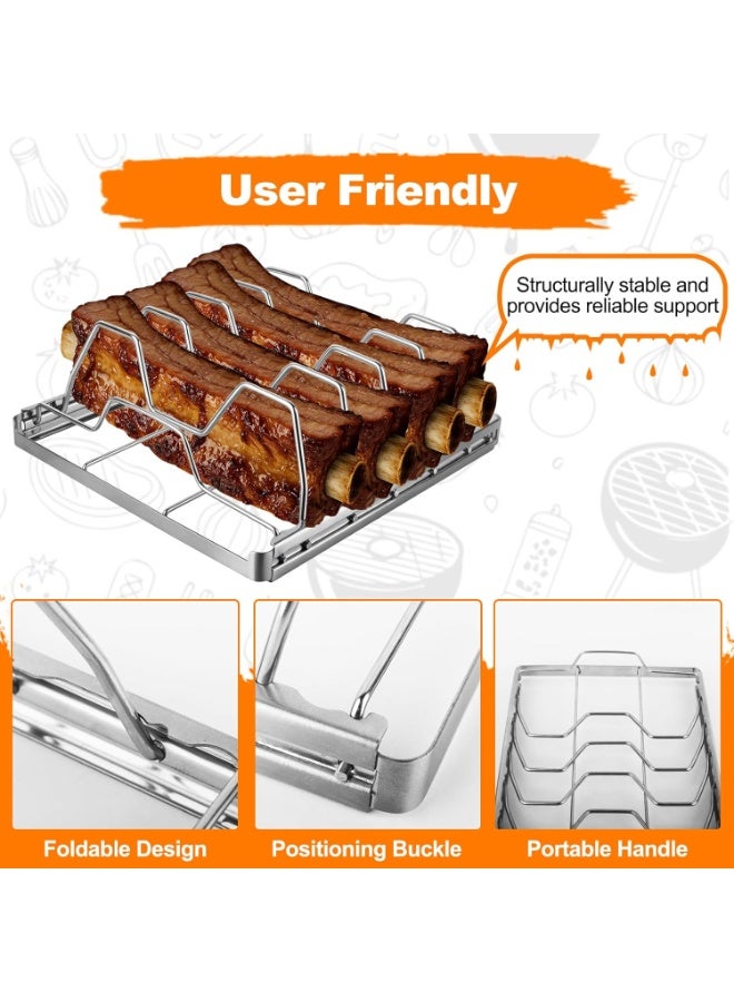 YelaJoy Rib Rack for Smoking and Grilling, Smoking-holds Up to 4 Full Racks of Ribs for Standing Rib Roast, Stainless Steel Meat Resting Rack for Outdoor Grill Camping Picnics Barbecue Grills and Smokers - Image 3