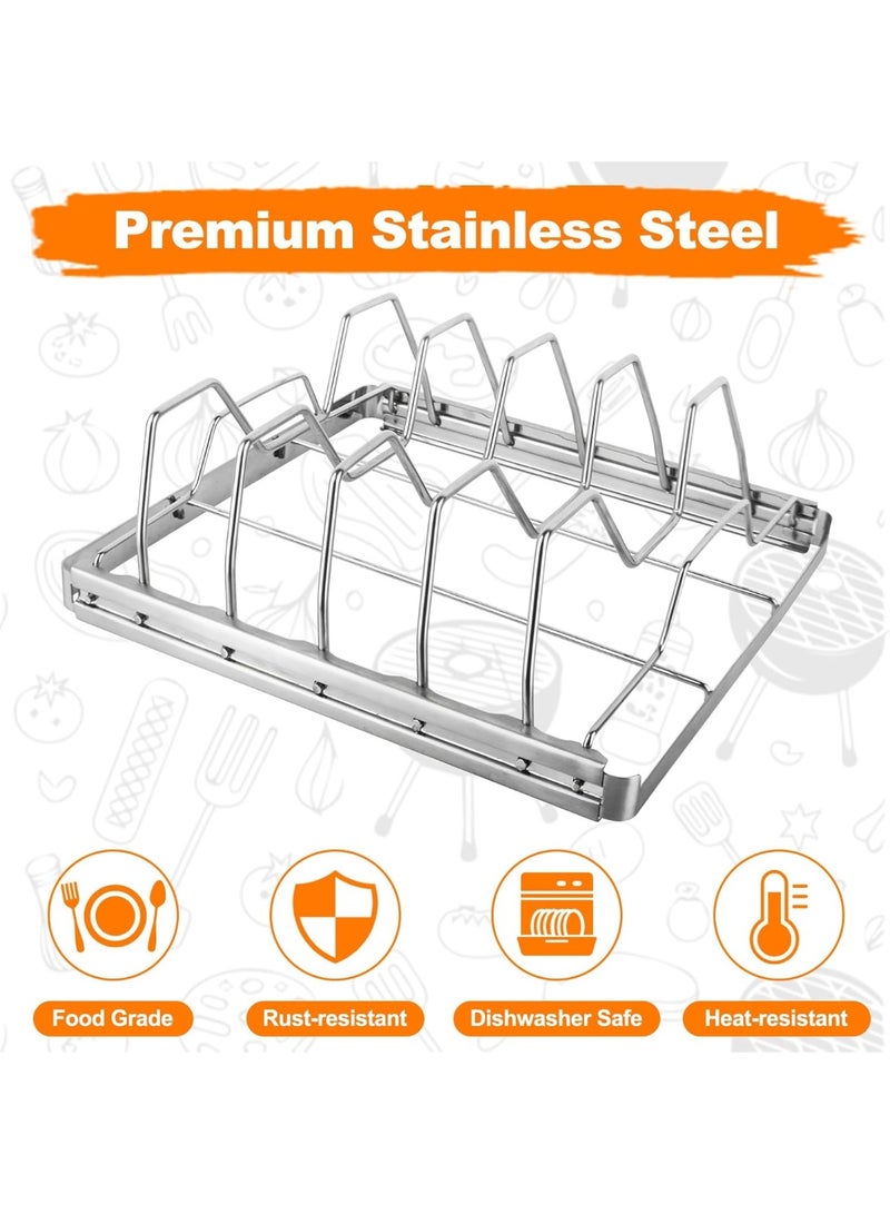 YelaJoy Rib Rack for Smoking and Grilling, Smoking-holds Up to 4 Full Racks of Ribs for Standing Rib Roast, Stainless Steel Meat Resting Rack for Outdoor Grill Camping Picnics Barbecue Grills and Smokers - Image 4