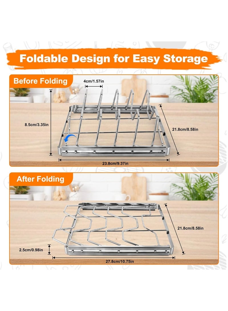 YelaJoy Rib Rack for Smoking and Grilling, Smoking-holds Up to 4 Full Racks of Ribs for Standing Rib Roast, Stainless Steel Meat Resting Rack for Outdoor Grill Camping Picnics Barbecue Grills and Smokers - Image 2