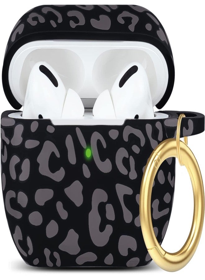 جراب سيليكون ناعم ومرن لسماعات AirPods Pro من Gawnock بنقشة جلد النمر، إصدار 2019، مع سلسلة مفاتيح، مناسب للنساء والفتيات - رمادي بنقشة جلد النمر والفهد - Image 1