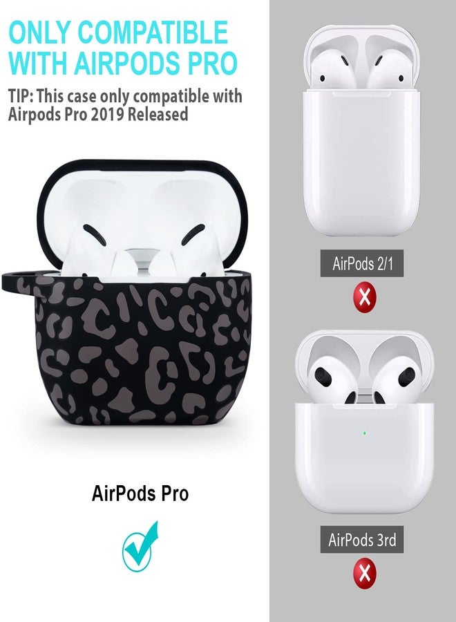 جراب سيليكون ناعم ومرن لسماعات AirPods Pro من Gawnock بنقشة جلد النمر، إصدار 2019، مع سلسلة مفاتيح، مناسب للنساء والفتيات - رمادي بنقشة جلد النمر والفهد - Image 2