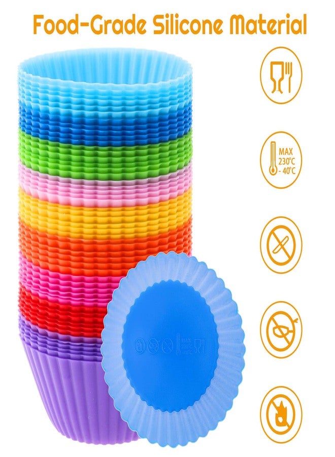 HUNCHA Silicone Round Baking Cups, Reusable Moould for Party Cupcake Muffin Candies Liners, Non-Stick Cup Cake Moulds, Standard Size, Random Color, Pack of 24 - Image 2