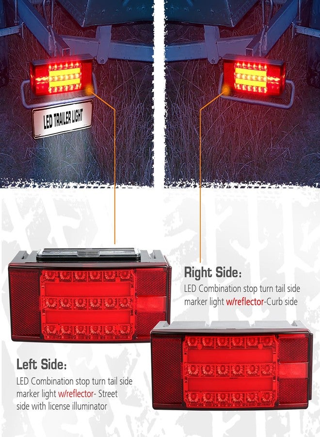 Linkitom New Halo Rectangle Submersible LED Trailer Light, Super Bright Brake Stop Turn Tail License Lights for Camper Truck RV Boat Snowmobile Under 80" Inch - Image 4