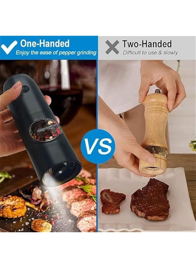 TRASSLE Electric Salt and Pepper Grinder Set with USB Rechargeable Base Refillable Spices Automatic Grinding Shaker Set, Adjustable Coarseness, Suitable for BBQ Restaurant Kitchen Black  - Image 4