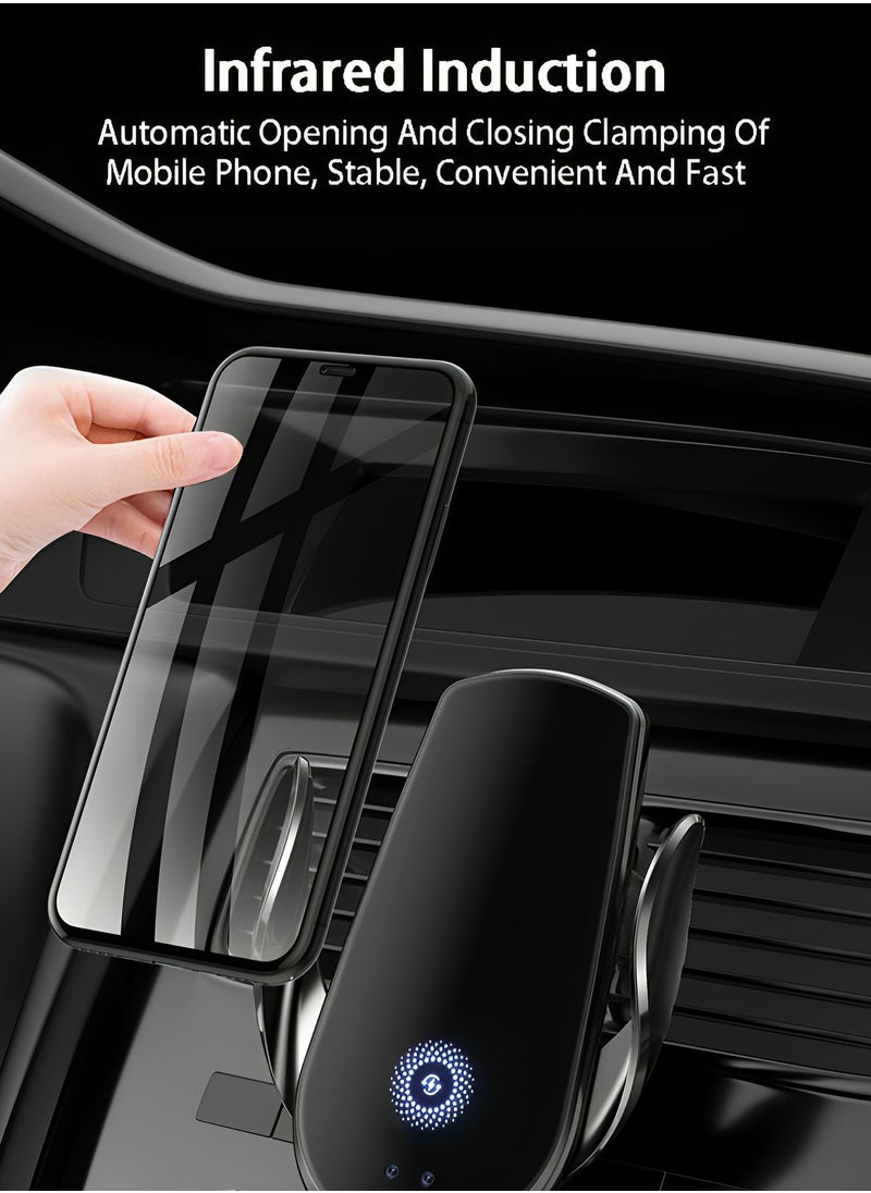 XXAAN - 15W Wireless Car Charger & Phone Holder with Auto Clamping | 360° Rotation | Compatible with MagSafe Enabled iPhone 14/13/12, Samsung Galaxy S23/S22 & More Cable And Charger Included - Image 1