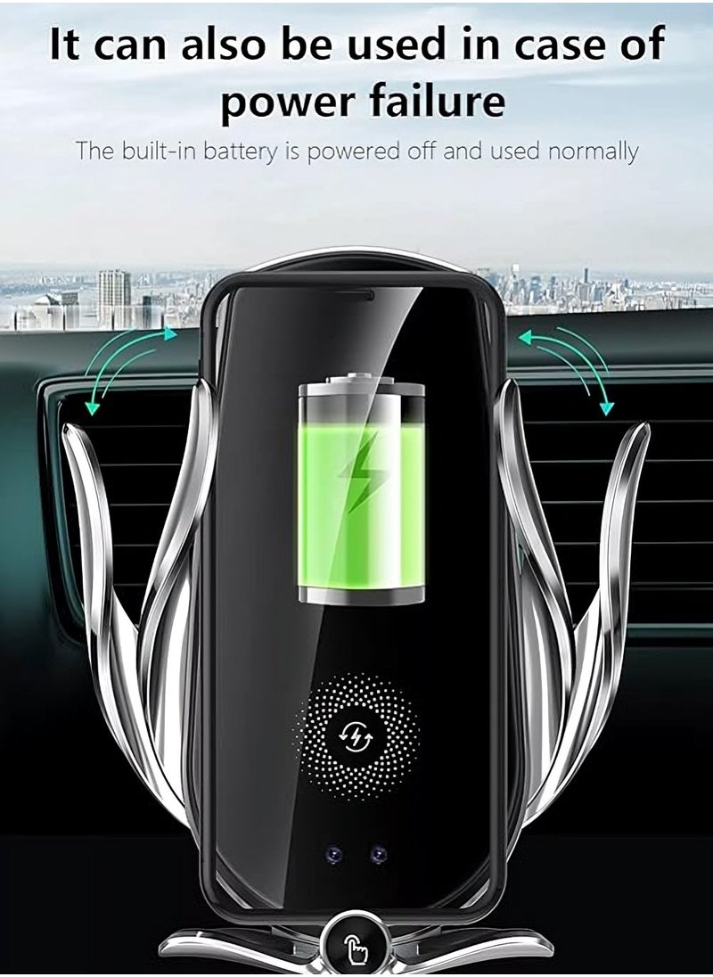 XXAAN - 15W Wireless Car Charger & Phone Holder with Auto Clamping | 360° Rotation | Compatible with MagSafe Enabled iPhone 14/13/12, Samsung Galaxy S23/S22 & More Cable And Charger Included - Image 1