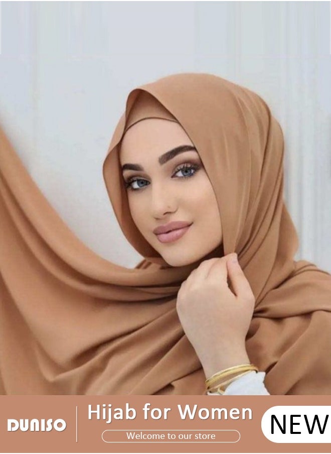 DUNISO Women's Hijab, Premium Fabric Hijab, Stylish and Comfortable Hijab Scarfs, Stretchy, Very Comfy & Good for Everyday Use, Versatile and Artistic Scarf for Women  - Image 1