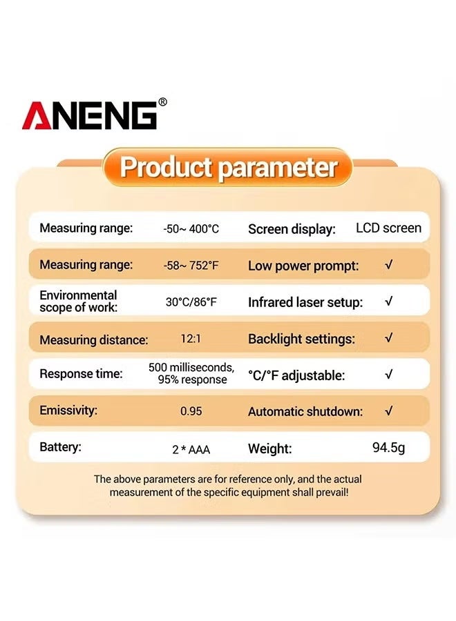 ANENG TH201 Celsius Display Digital Infrared Thermometer Highly Sensitive Non-contact Temperature Measuring Gun Hygrometer - Image 4