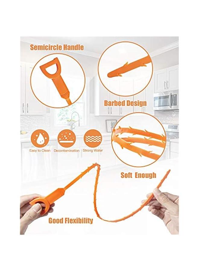 Hair Drain Clog Remover Tool – 6 × 25-Inch Sink Snake + 1 × 24-Inch Drain Cleaner Tool, Plumbing Snake for Shower, Toilet, Kitchen Sink  Tub – 7-Piece Hair Removal Tool Set - Image 4