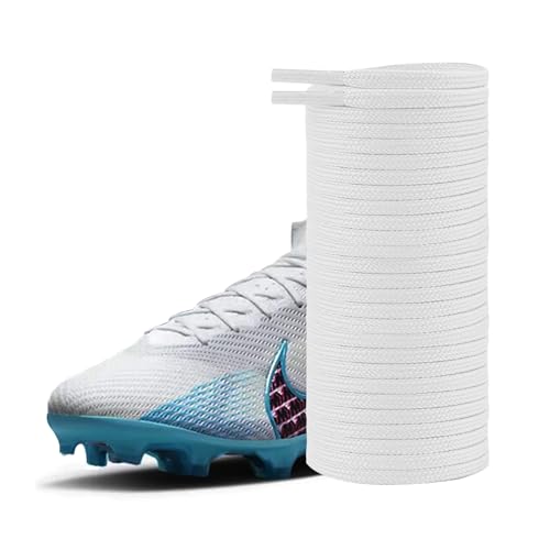 UamGlsob 5/32''(4mm) Soccer Shoe Laces for Soccer Shoes,Thin Flat Shoelaces Replacement Strings for Football Sneakers (White, 54"/140cm) - Image 1