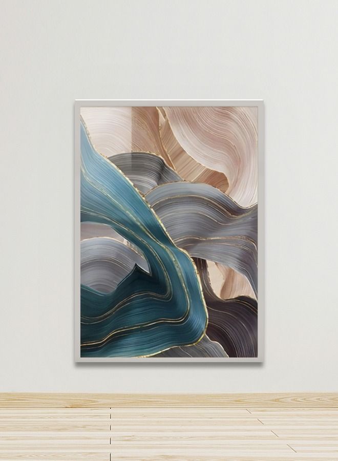 ماركتنا لوحة جدارية قماشية فنية لتزيين الحائط بتصميم عصري مع برواز فضي مجوف مقاس 120x80سم قطعة واحدة - Image 1