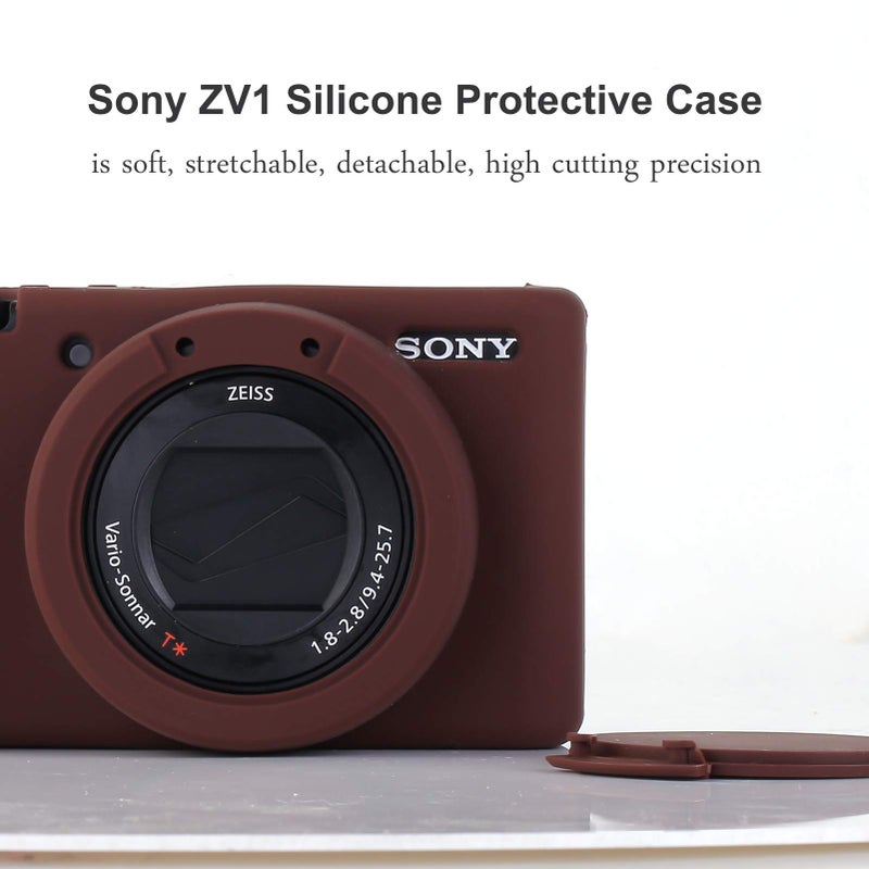 Pocoukate Camera Case for Sony ZV-1, ZV1 Camera Case Digital Camera Anti-Scratch Slim Fit Soft DSLR Camera Sleeve with Screen Protector for Sony ZV-1 (Coffee) - Image 2