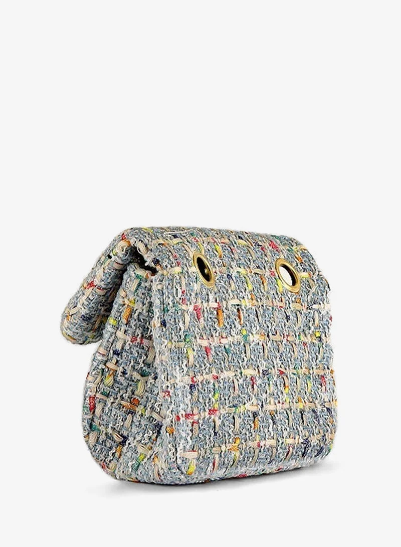 Lion Llama blue Tweed Mini Crossbody Bag for Girls | Stylish Blue Shoulder Purse | Small Elegant Sling Bag for Casual & Party Wear for Women | Best Price UAE