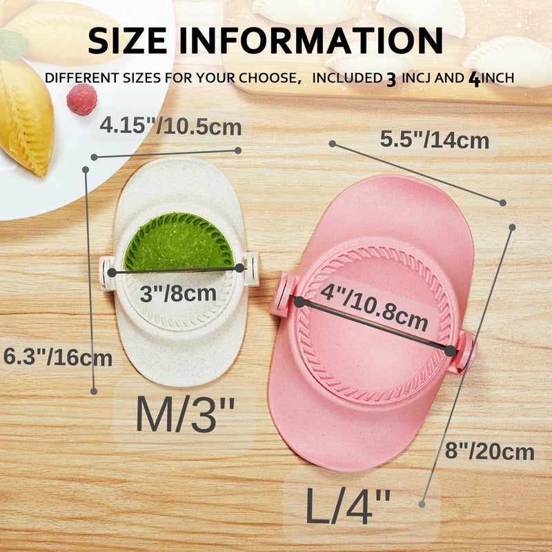 MUMSUNG Empanadas Press Maker, Dumpling Maker Mold Set With Dough Cutter, Dumpling Mold Set (L/4"+M/3") - Image 2