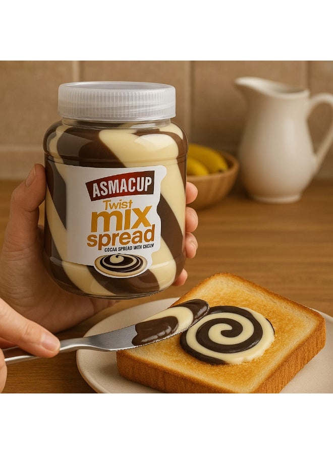 ASMACUP Mix Chocolate & Cream Spread — 350 g | Double Flavor Cocoa & Vanilla Swirl | Smooth Texture, Rich Taste, No Palm Oil - Image 3