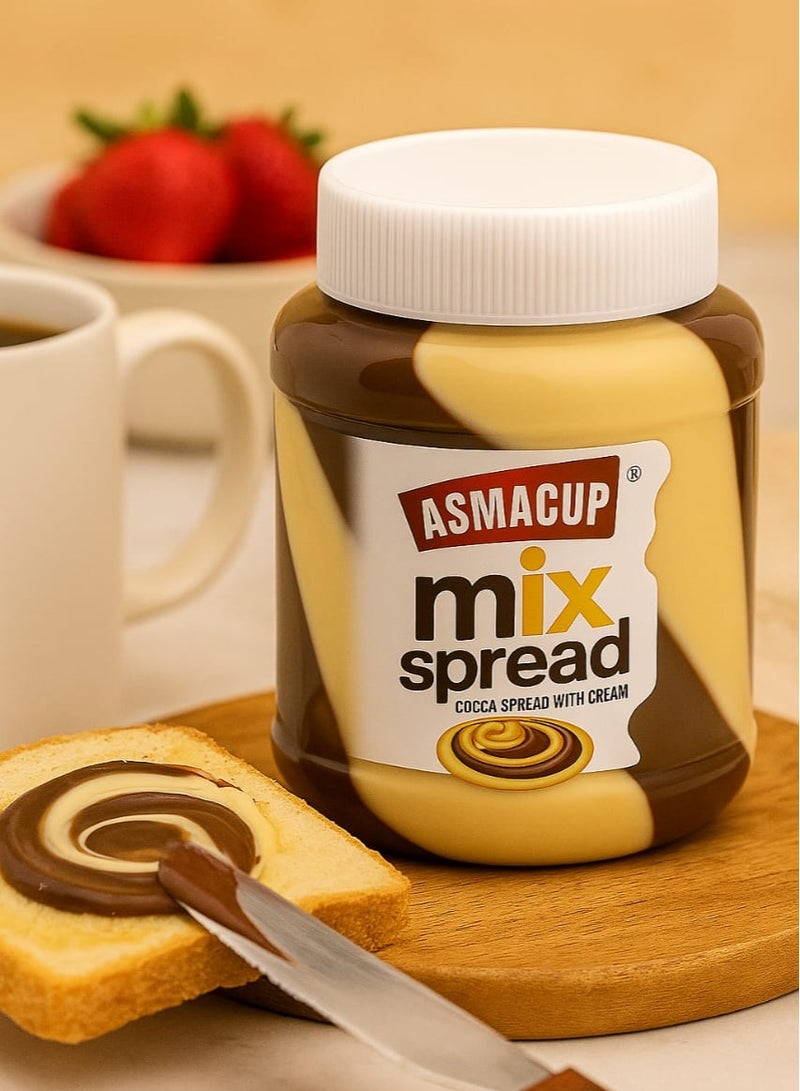 ASMACUP Mix Chocolate & Cream Spread — 350 g | Double Flavor Cocoa & Vanilla Swirl | Smooth Texture, Rich Taste, No Palm Oil - Image 2