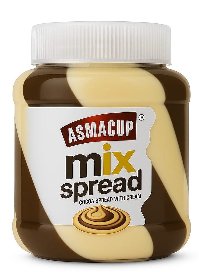 ASMACUP Mix Chocolate & Cream Spread — 350 g | Double Flavor Cocoa & Vanilla Swirl | Smooth Texture, Rich Taste, No Palm Oil - Image 1
