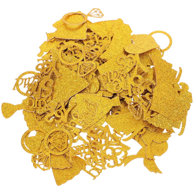 Gold Wedding Table Confetti Set with She Said Yes Ring Dress Bird Bow Shapes for Bridal Shower Engagement Party Decorations - Image 2
