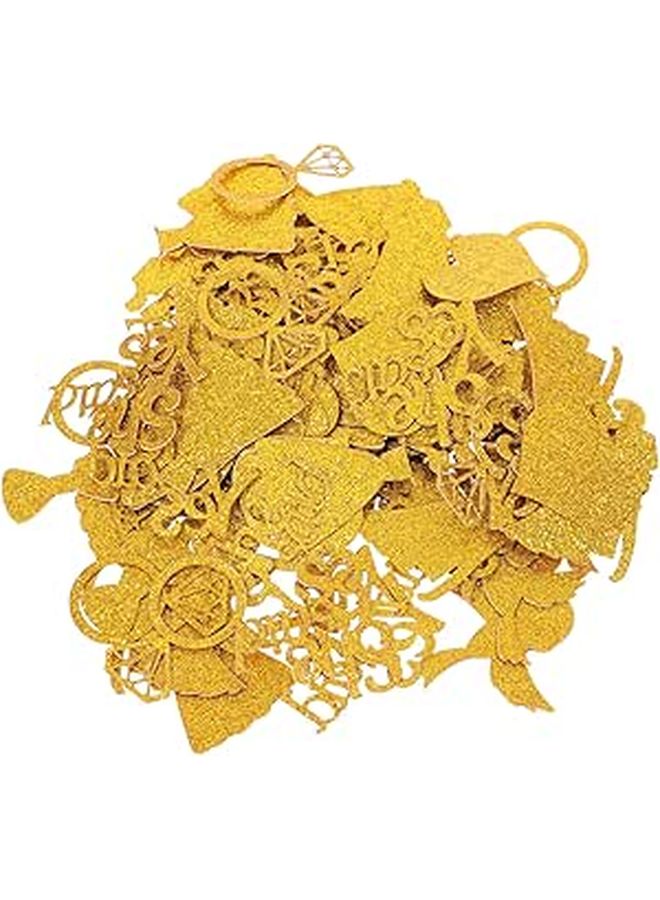 Gold Wedding Table Confetti Set with She Said Yes Ring Dress Bird Bow Shapes for Bridal Shower Engagement Party Decorations - Image 1