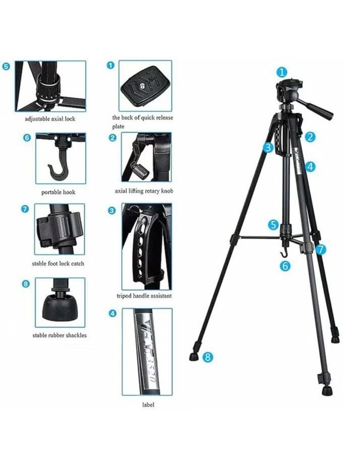 TIGER Aluminum Portable Tripod for DSLR Camera Camcorder WF-3520 - Lightweight, Adjustable, Compact Design, Ideal for Photography, Videography, Travel, Black - Image 4