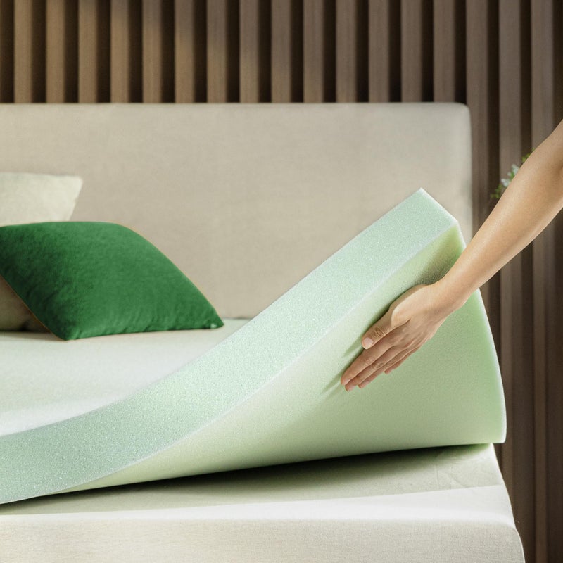 ZINUS 4 Inch Green Tea Memory Foam Mattress Topper, Pressure-Relieving Layer, Ideal for Back Pain Relief, Compact WONDERBOX Packaging, CertiPUR-US Certified, Full - Image 1